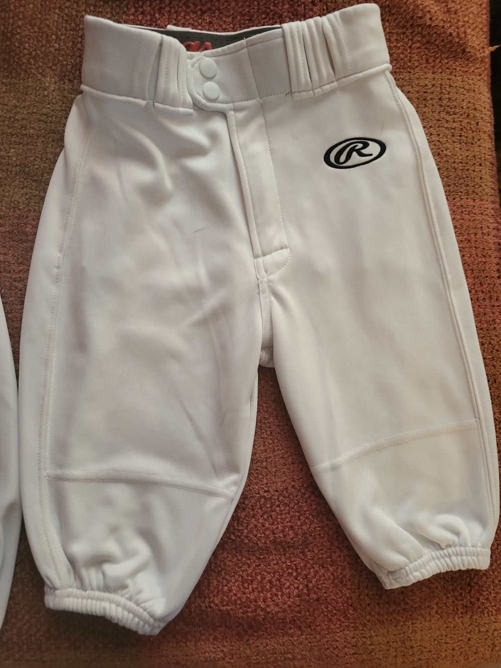 Rawlings White Youth Knicker Baseball Pants In Small with Black Logo